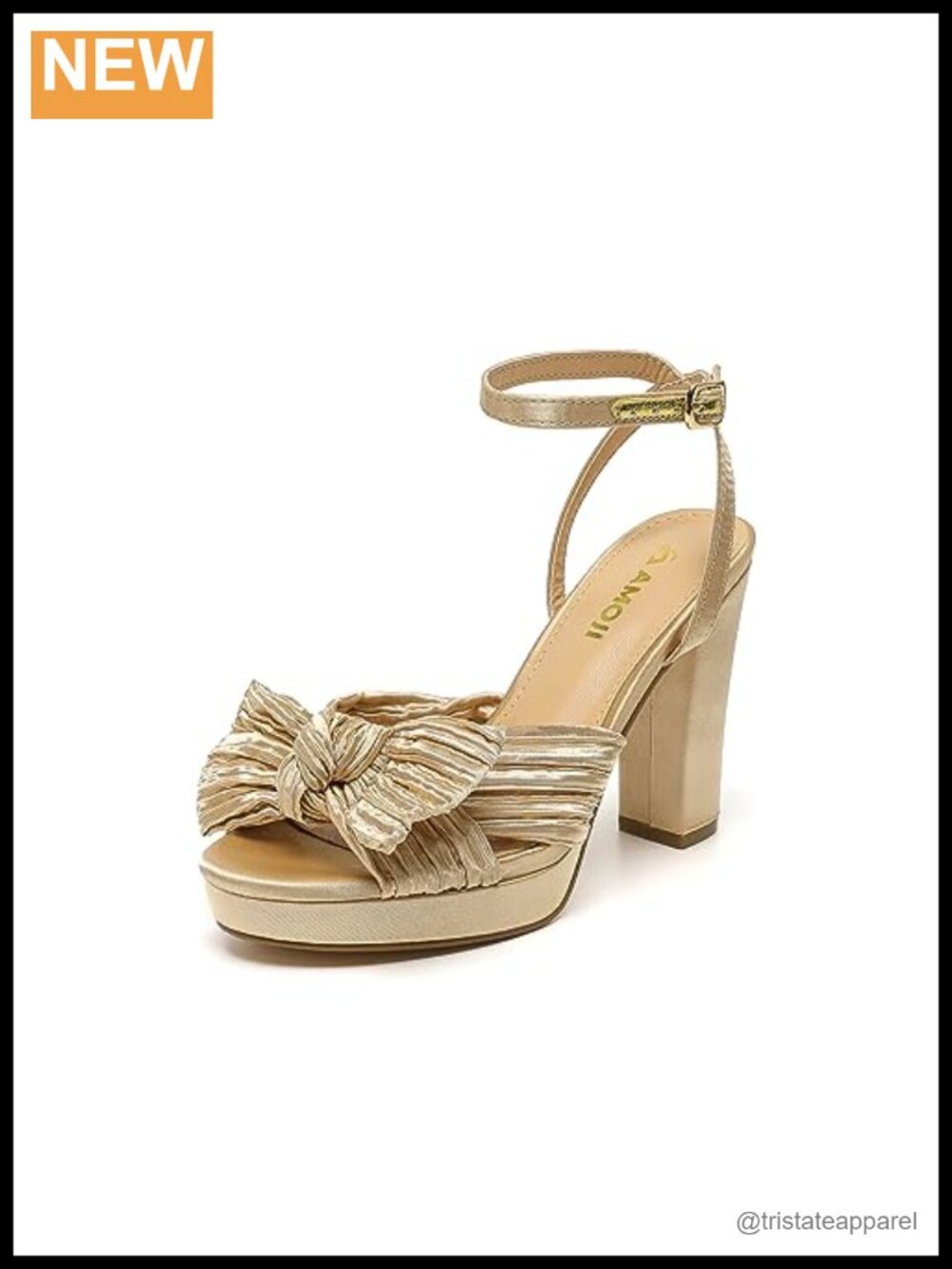 Women's Chunky Platform Heeled Sandals 4'' Ankle Strap Bowknot Wedding Shoes